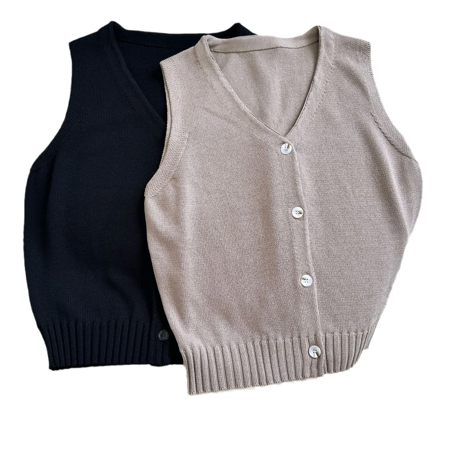 24  Autumn New Product Retro Style Fashionable V-neck Sleeveless Knitted Vest Slimming Cardigan