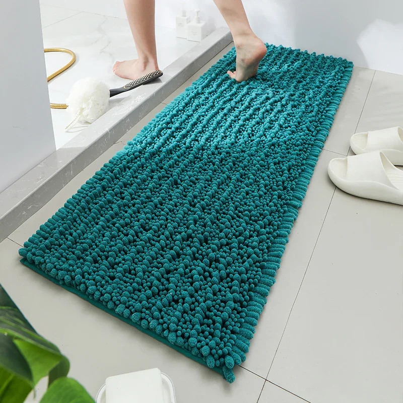 1 piece bathroom carpet bath mat, non-slip super thick lotus pine soft chenille door mat, fluffy foot mat, indoor solid color do