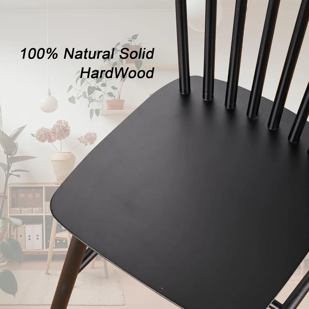Wooden Windsor Dining Chairs Set of 2 Wood Dining Room Chair Black Spindle Side Kitchen Room Country Farmhouse Chairs