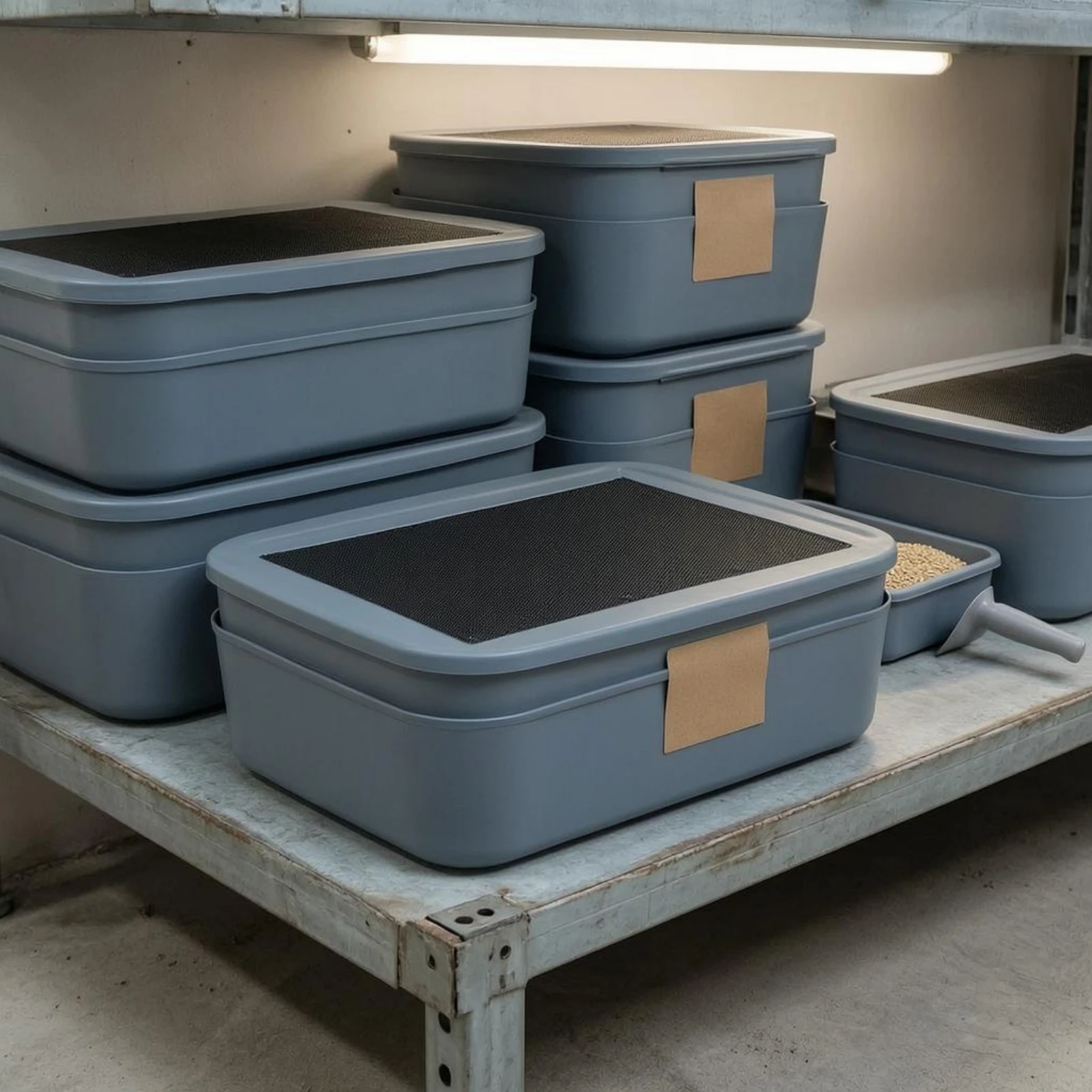 

Mesh Lid Box Separate Compartments Double-Layer Breeding Box Multi-Layer Mealworm Farm Rounded Corners Housing