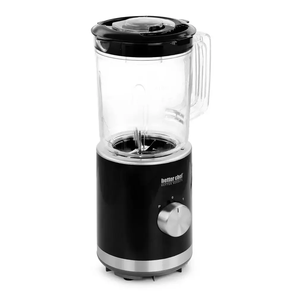 Compact 3-Cup Blender 300W Power BPA-Free Cup Stainless Steel Base Black High/Low Speeds Pulse Option Rubber Feet Lid Included