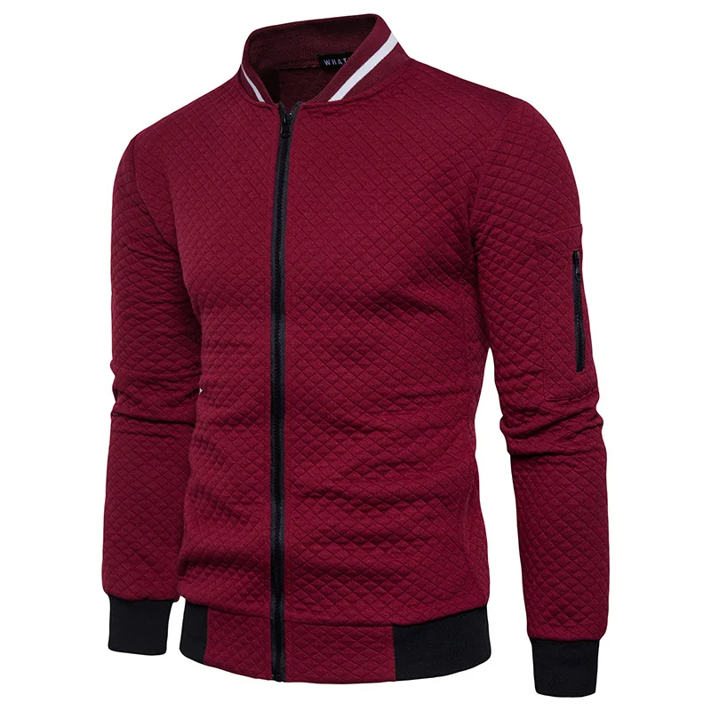 Men\'s Golf Sportswear Bomber Jacket Jacquard Plaid Coats Zipper Stand Collar Outerwear Casual Tops Men Jacket Sweatshirts S--4XL