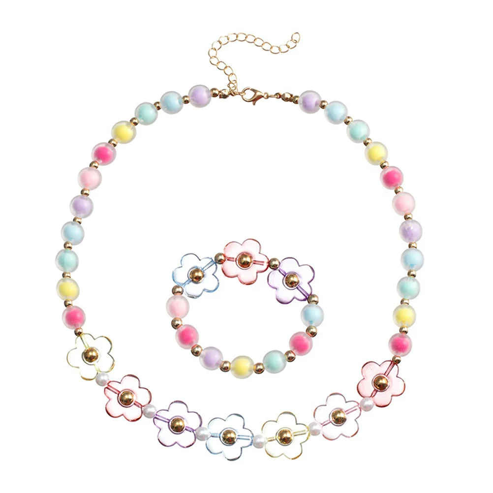 

Children Jewelry Set Girls Bracelet Necklaces Kids Beaded Necklace Adjustable Pearl Acrylic Safe Festive Daily Parties