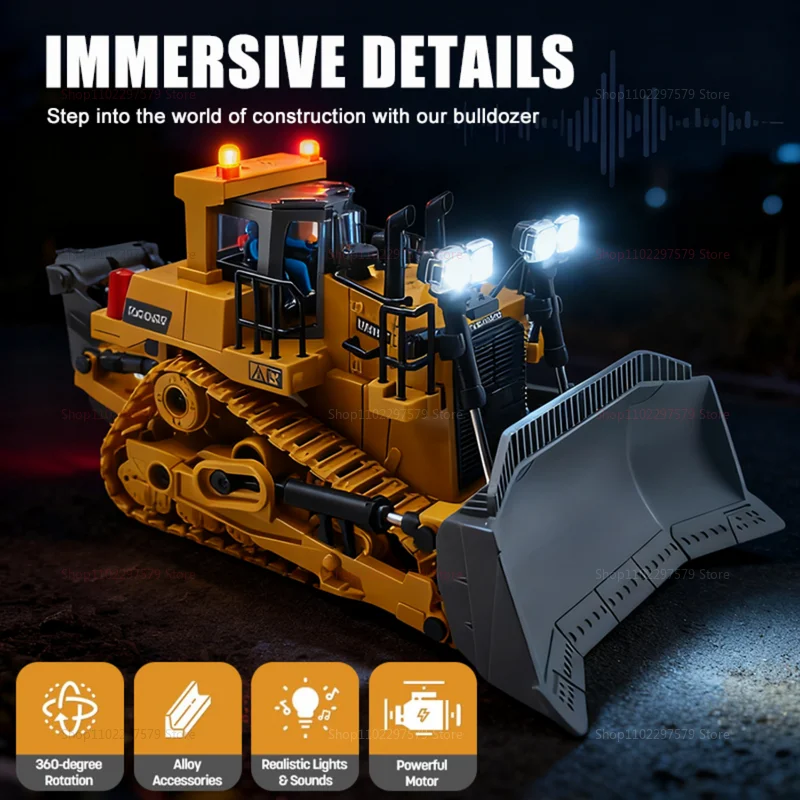 1: 24 Rc حفارة البناء شاحنة قلابة جرافة 9-قناة 2.4 جيجا هرتز عملية لعب الأطفال في الهواء الطلق ، هدايا عيد الميلاد