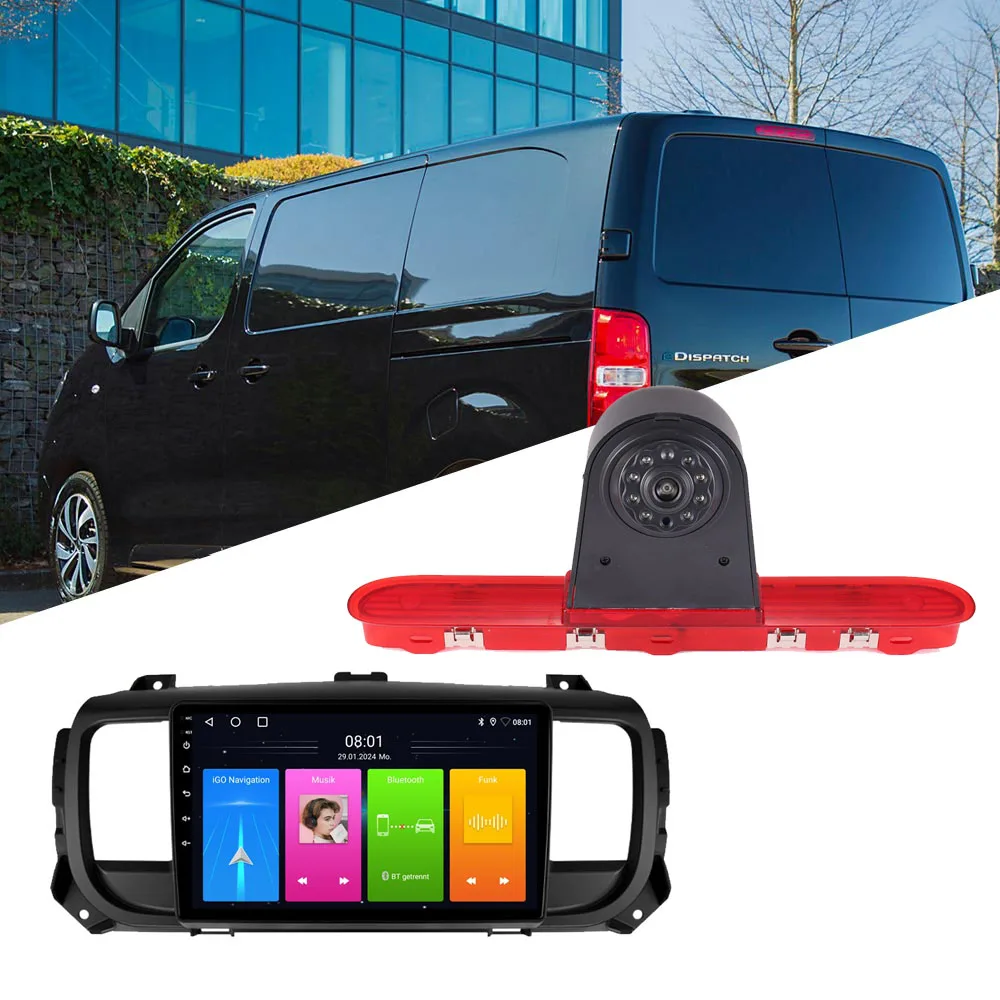 Android Auto Car radio Carpaly GPS Navigation +HD Rearview camera For Citroen Jumpy Spacetourer Bus Toyota Proace Peugeot Expert