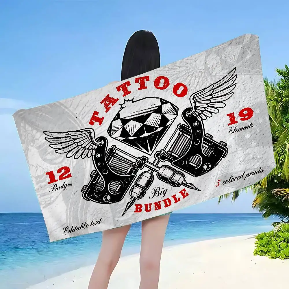 Tattoo Shop LOGO Microfiber Beach Towel Absorbent Quick dry Soft Yoga Swimming Resort Mountain Climbing Towel