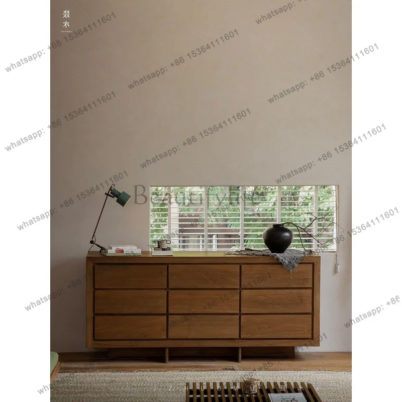 

Bedroom Drawer Locker Full Solid Wood Retro Storage Cabinet Antique New
