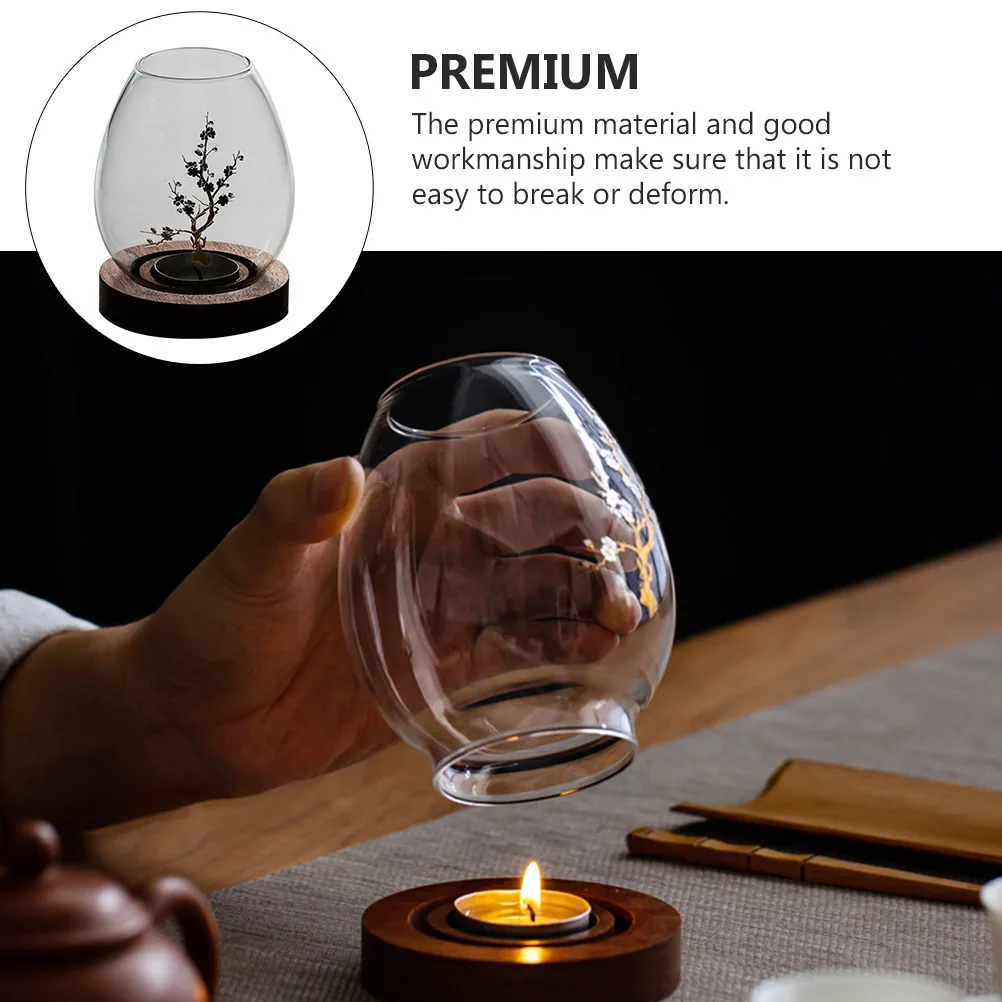 1Pcs Glas Halter Dekorative Transparent Exquisite Blumenmuster Abdeckung Container Exquisite Glas Abdeckung