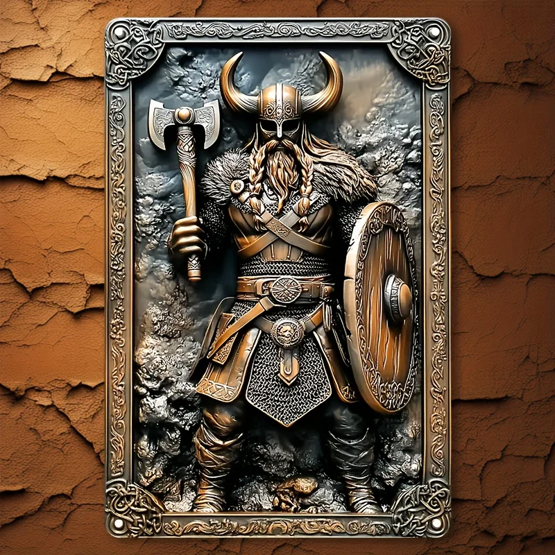 

Aluminum Sign, 2D Classic Retro Viking Warrior Theme, Retro Aluminum Metal Sign, Aluminum Wall Art, Decorative Wall Poster