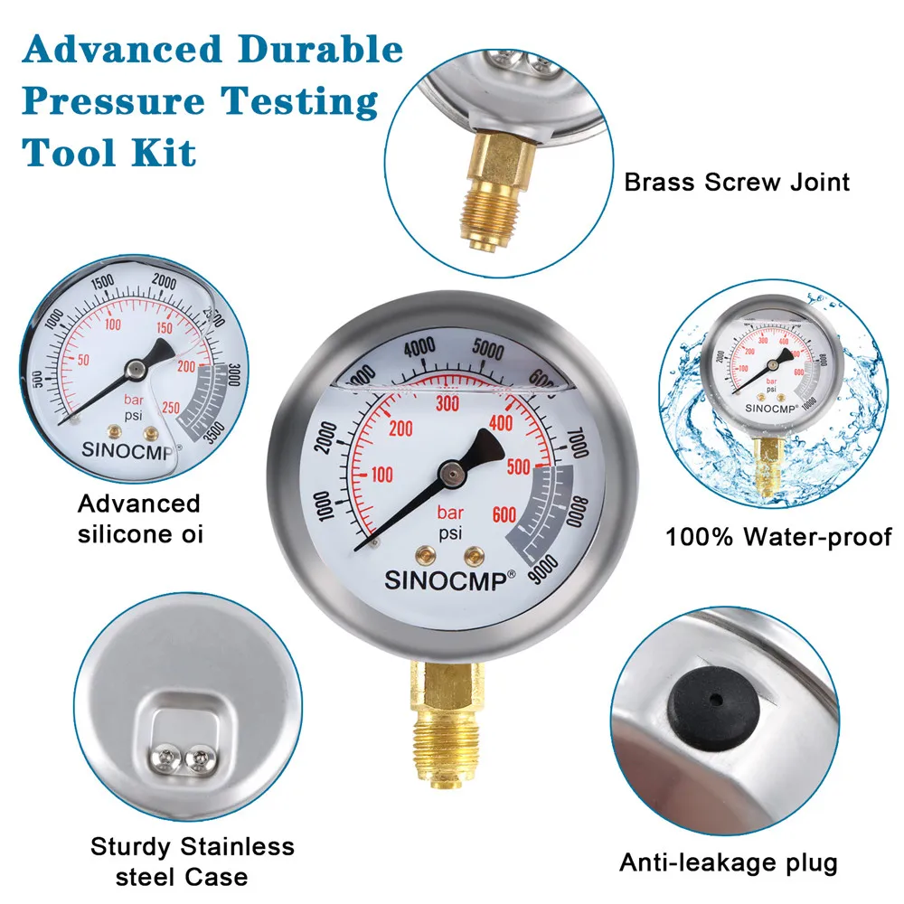 25MPA 40MPA 60MPA Universal Hydraulic Pressure Gauges Meauring Device Kit for Caterpillar Komatsu Ford Jone Deere Excavator
