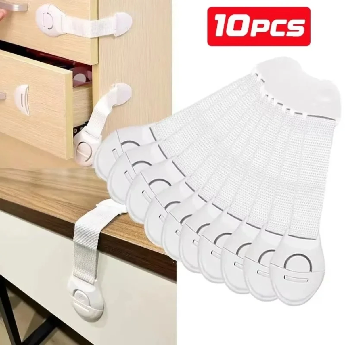

10Pcs Safety Lock Multifunctional Protection Baby Safety Latch Drawer Webbing Cloth Belt Lock Drawer Lock Cabinet Door Locks