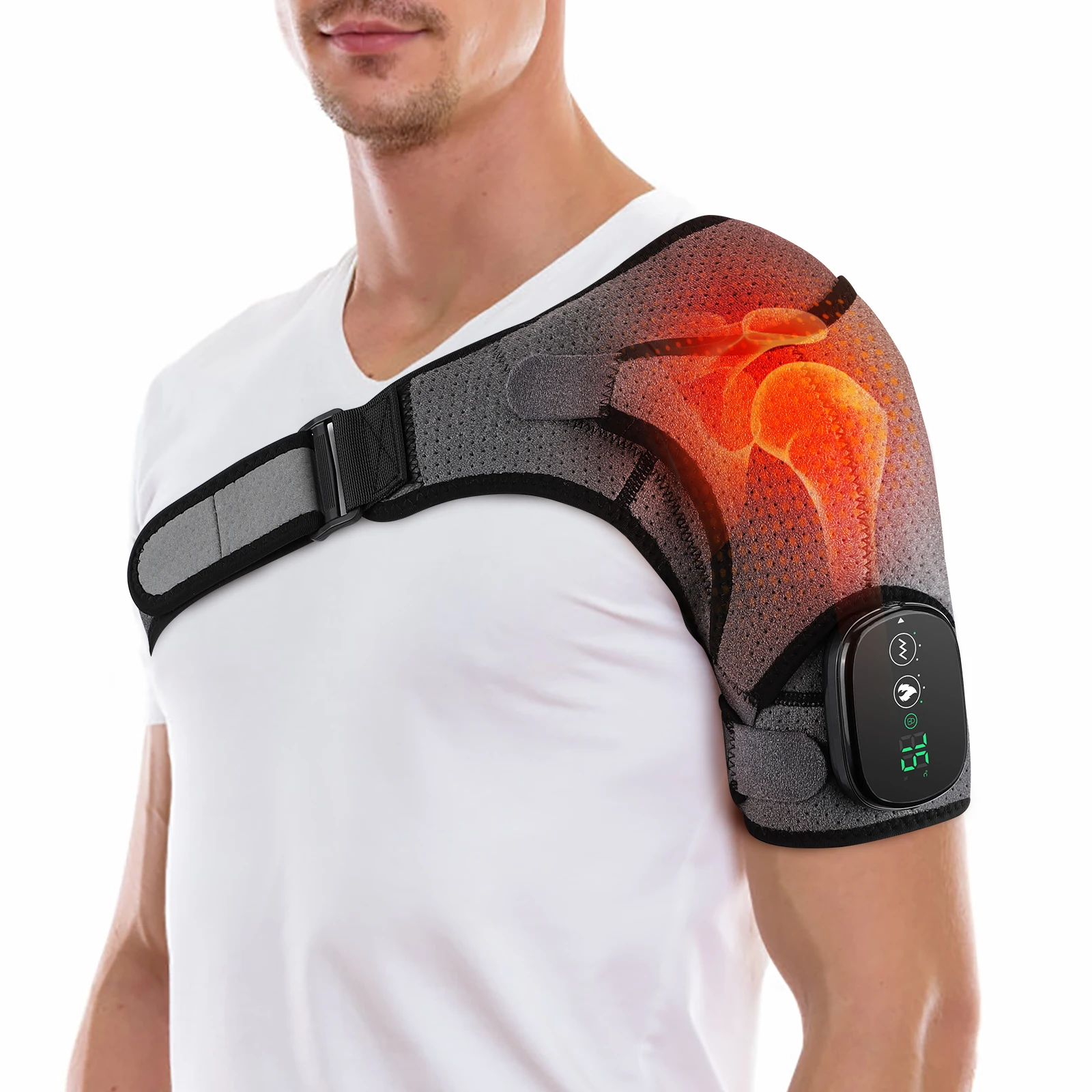 

Electric Shoulder Heating Pad Vibration Muscle Relax Belt Thermal Massager Shoulder Neck Support Brace