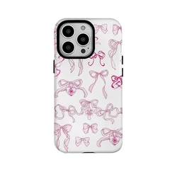 INS KOREAN Red Bow Cartoon Case for IPHONE 16 Pro Max 15 14 13 12 11 PRO 14 Plus XR XS MAX Acrylic TPU Two in One Phone Cases