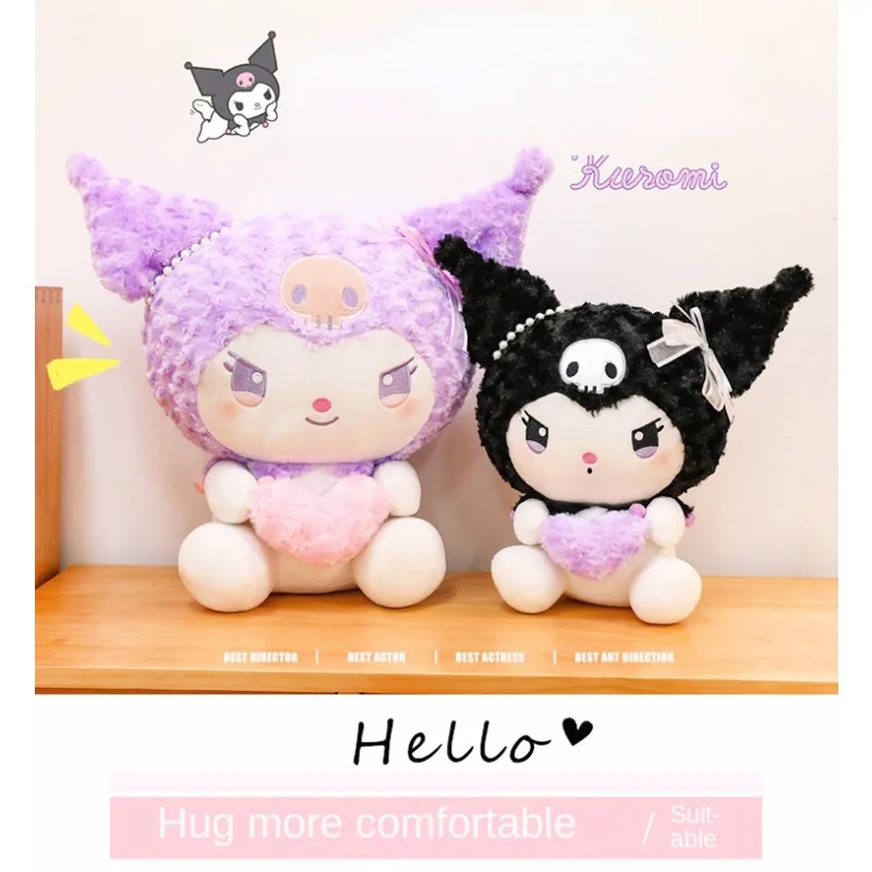 

Мультяшная милая плюшевая кукла Kuromi Imp Sanrio, забавные игрушки, подушка для любви, подушка, кукла, фиолетовое черное сердце, Kuromi, подарок для девочек, плюшевая игрушка