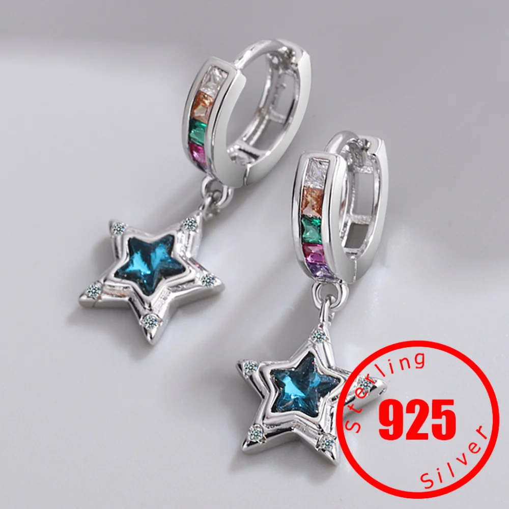 

Genuine Hot Sale Stamp 925 Sterling Silver Turquoise Hearts Star Earrings For Women Fashion Earring Jewelry Gift 2024