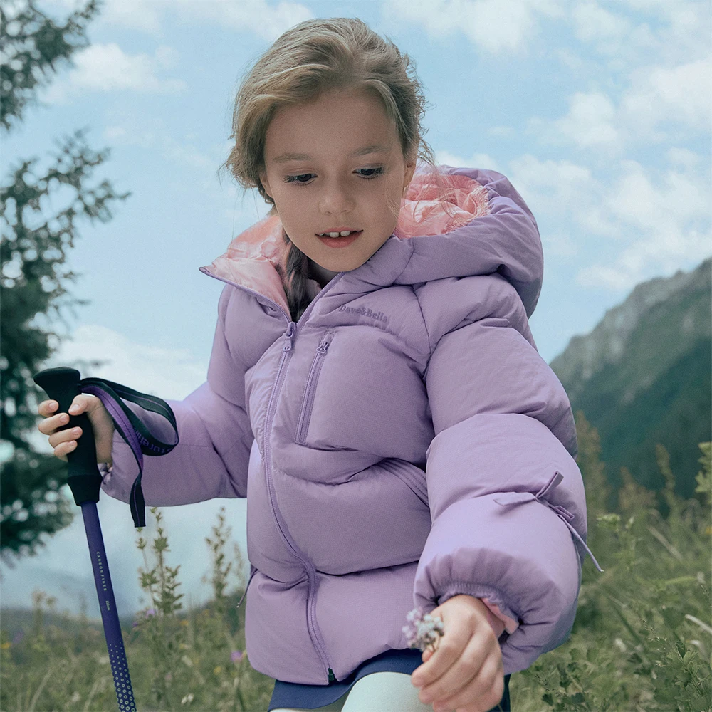 Dave Bella Girls Down Jacket Autumn Winter Children Plush Hooded White Duck Down Coat Outdoor Waterproof Kids Clothing DK4254391