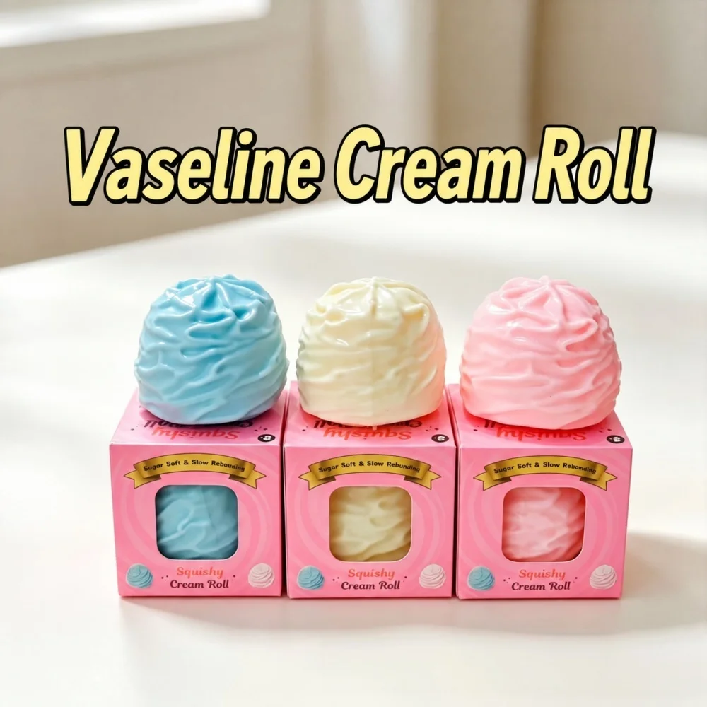 Cream Roll Slow Rising Squishy Toy Soft Squeeze Stress Relief Toy Dessert Shape Sensory Fidget Toy for Office Desk Home Display