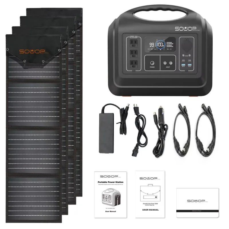 1800W EU Standard Solar Power Station, Complete Panel Set Matching, Portable Integrated Energy Supply for Outdoor Camping