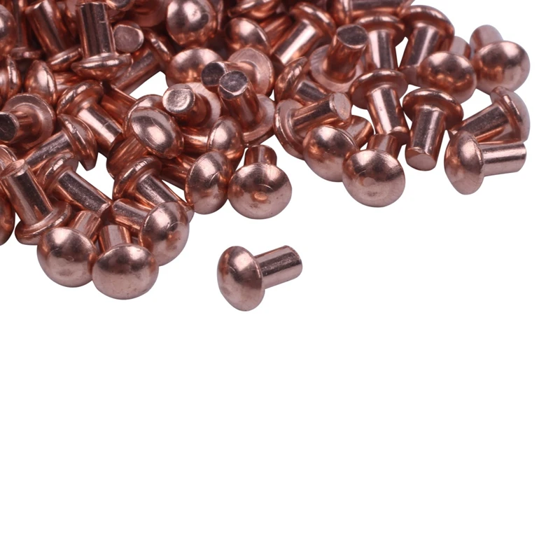 300Pcs Round Head Copper Solid Rivets Fasteners - 200Pcs 5/64 X 1/8 Inch & 100Pcs 5/64Inch X 25/64Inch