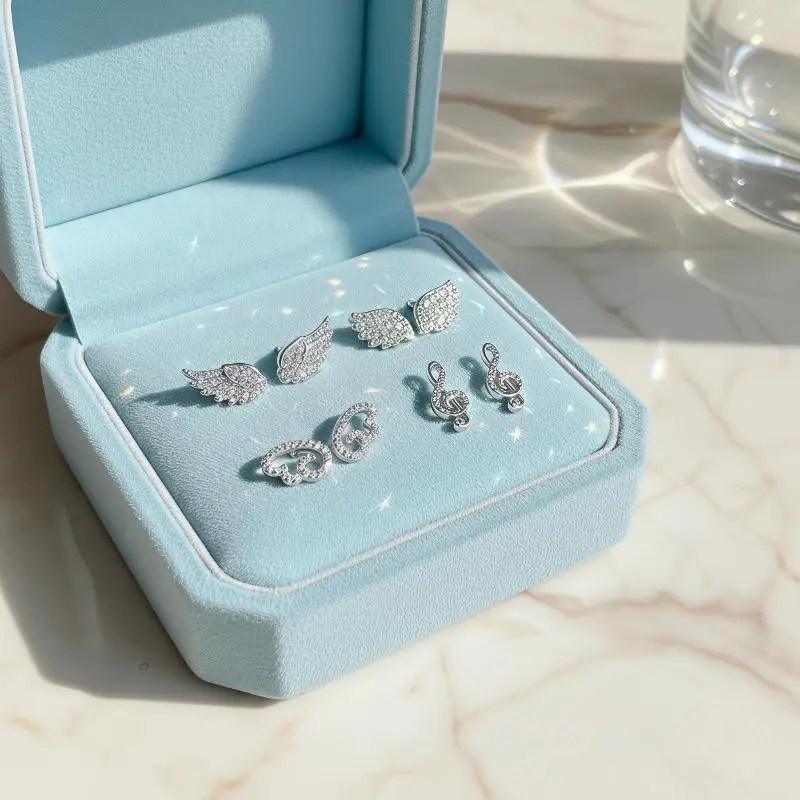 1/2/3Pcs Mini Angel Wings Musical Note Stud Earrings Small Delicate Jewelry for Women Travel Outdoor Wear Gifts
