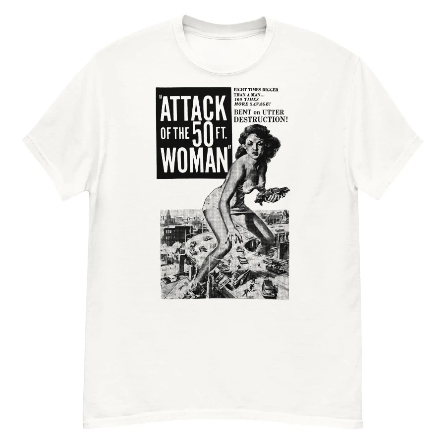 50 Foot Woman Classic Halloween Monster Poster Horror Movie T-Shirt Four season popular unisex cotton T-shirt
