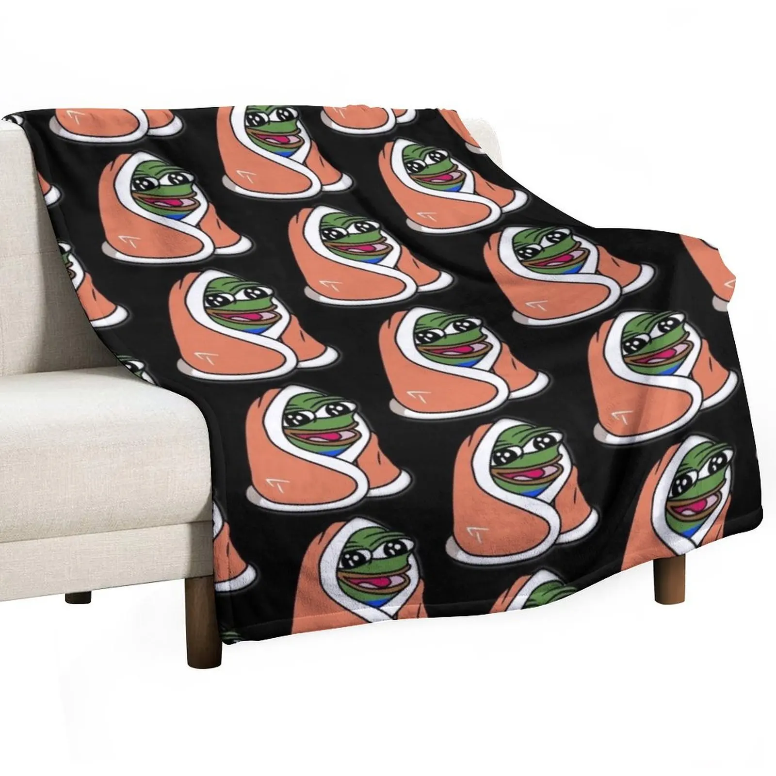 Peepo Blanket - pepeblanket pepega twitch discord frog Throw Blanket Moving Bed Sofa wednesday Blankets