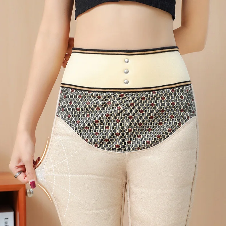 Goose Down Thermal Pants Women Winter Slim Fit High Waist Warm Wool Silk Sexy Down Leggings Woman panatalones de mujer PT-567