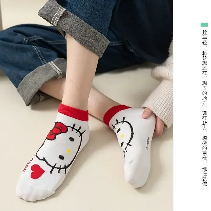 sanrio cartoon socks for women cute Hello Kitty sports pure cotton mid-calf socks winter long children's socks wholesale Gift