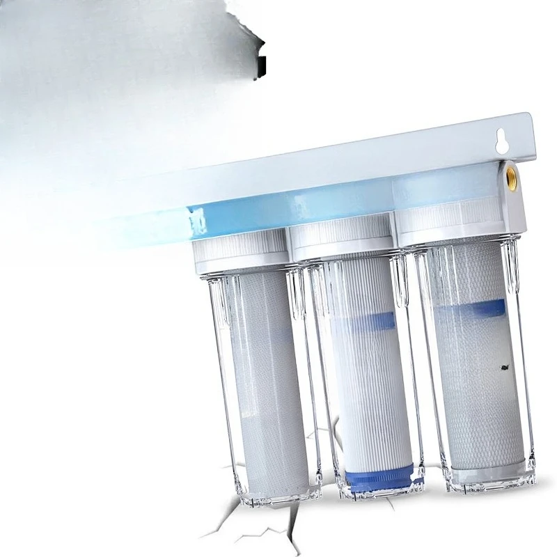 Water purifier 10-inch three-stage pre-filter household kitchen tap water transparent filter bottle 2 minutes 4 minutes