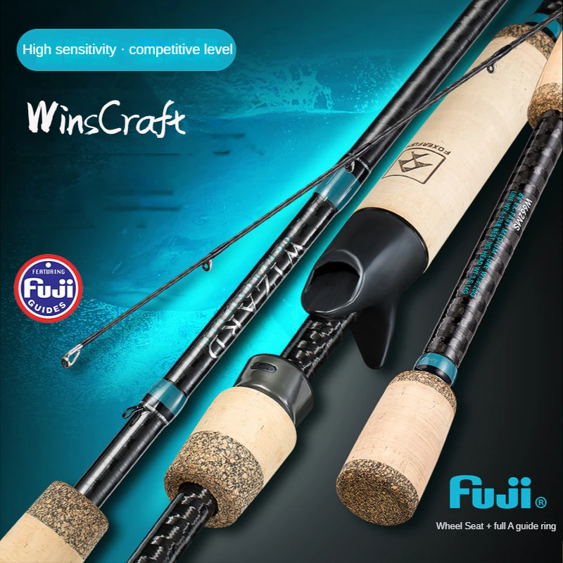 

WinsCraft Ultralight FUJI Baitcasting Fishing Rod 1.98m2.03m2.08m High Carbon Spinning Fishing Rod 2 Section XF Action Bass Rod