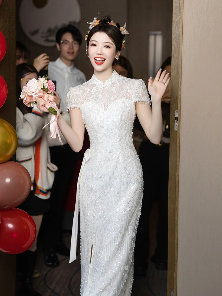 

Sli Wedding Dr for Women Summer Solstice Engagement Ceremony Long Evening Gown with Sequins mid Waist Zipper Ba Sle