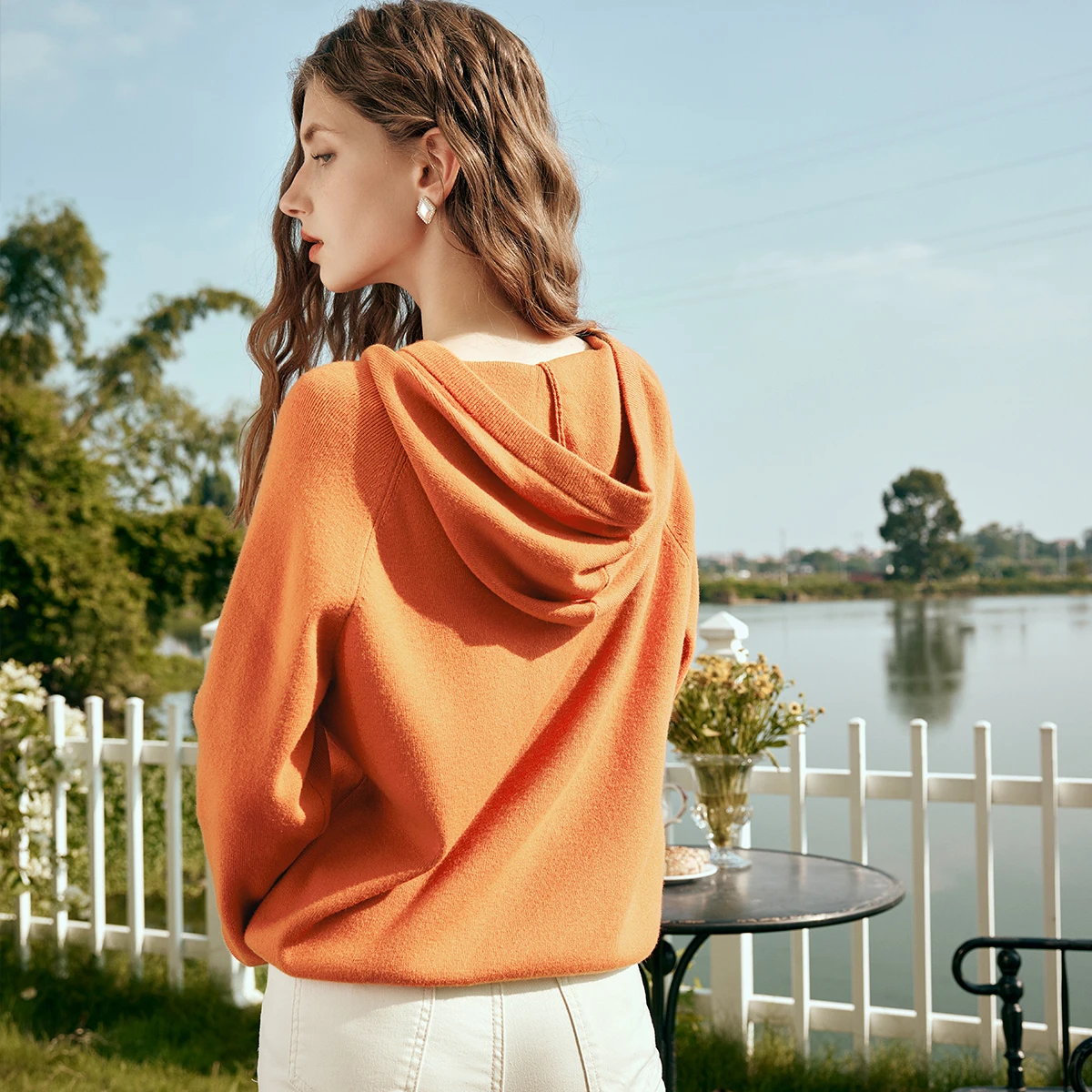OLrain-suéter con capucha para mujer, Jersey de punto bordado con rana pequeña, Tops ajustados lisos para jóvenes, Otoño 2025, O24CZ86235