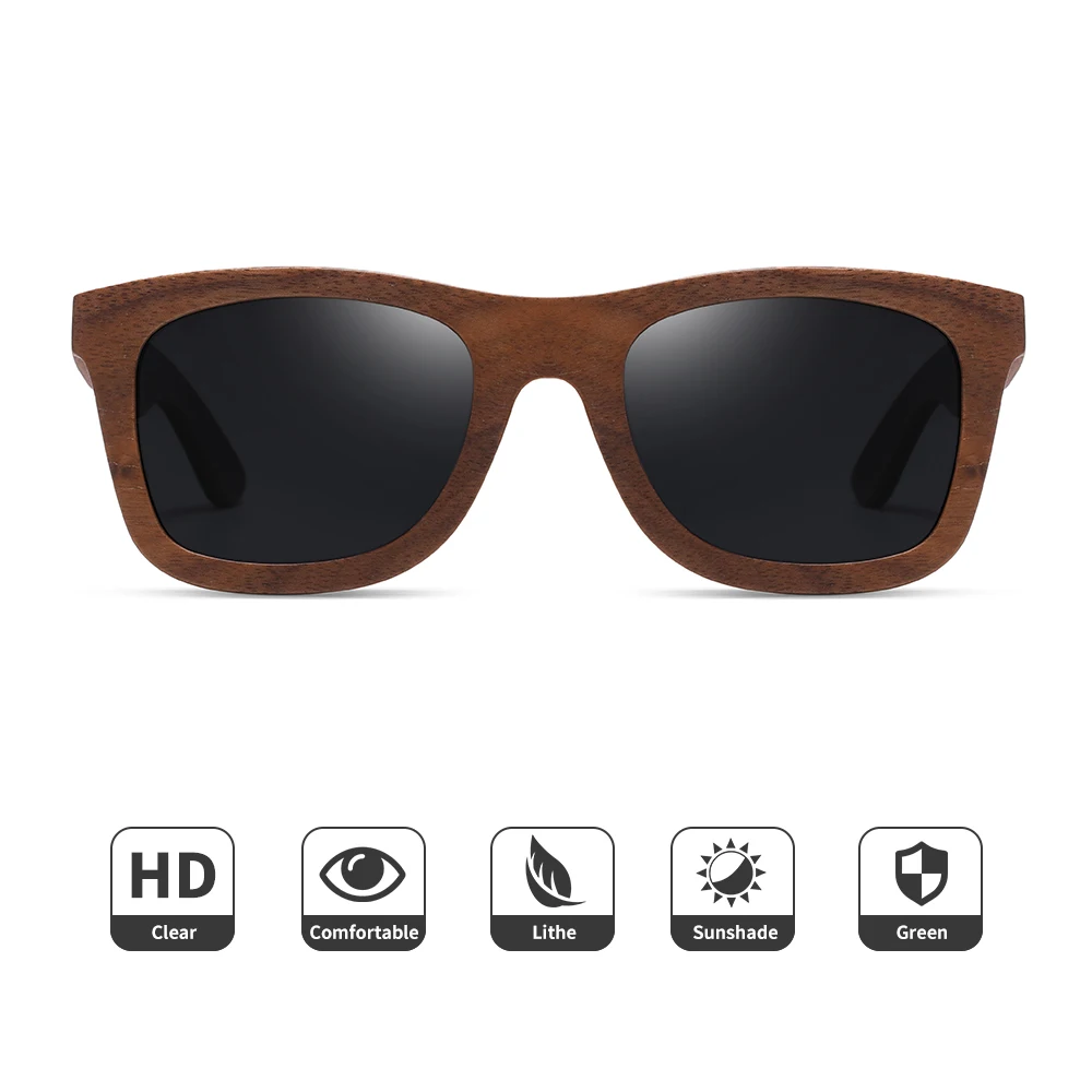 XSW Handmade 2021 Black Walnut Wooden Sunglasses Men Polarized Driving UV400 Sun Glasses 856CB