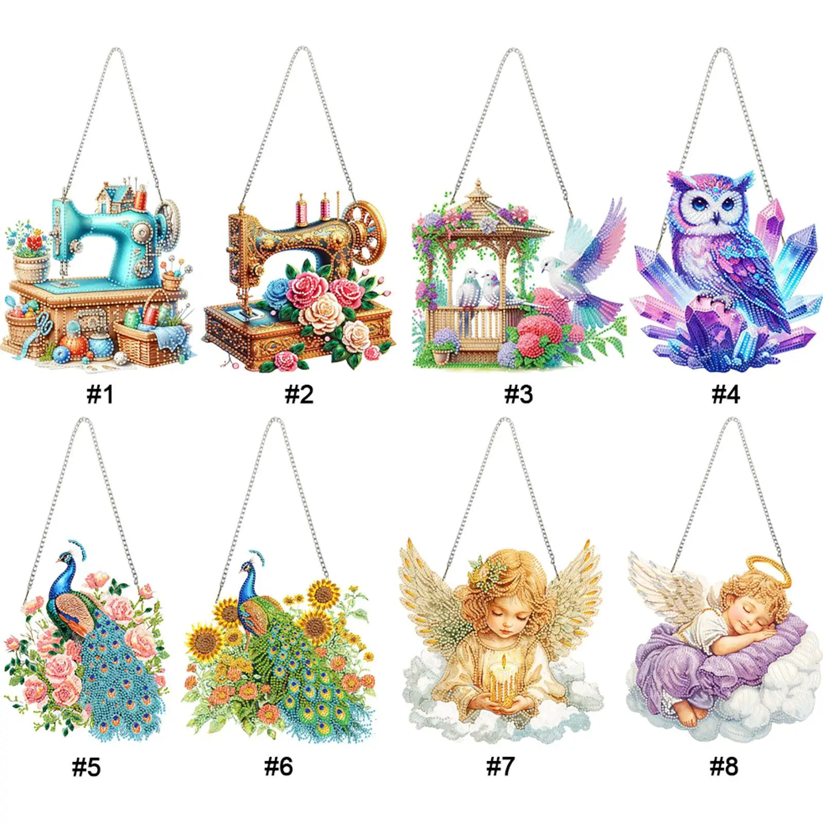 

Акриловые 2D/плоские подвески для окон с фигурными стразами и алмазной мозаикой, декоративные подвески для окон, украшения для дома