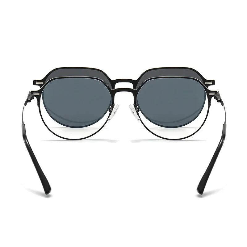 3 in 1 Polarized Sunglasses Men Magnetic Clip On Glasses Metal Frame Optical Prescription Eyeglass Magnet Eyeglasses Clips