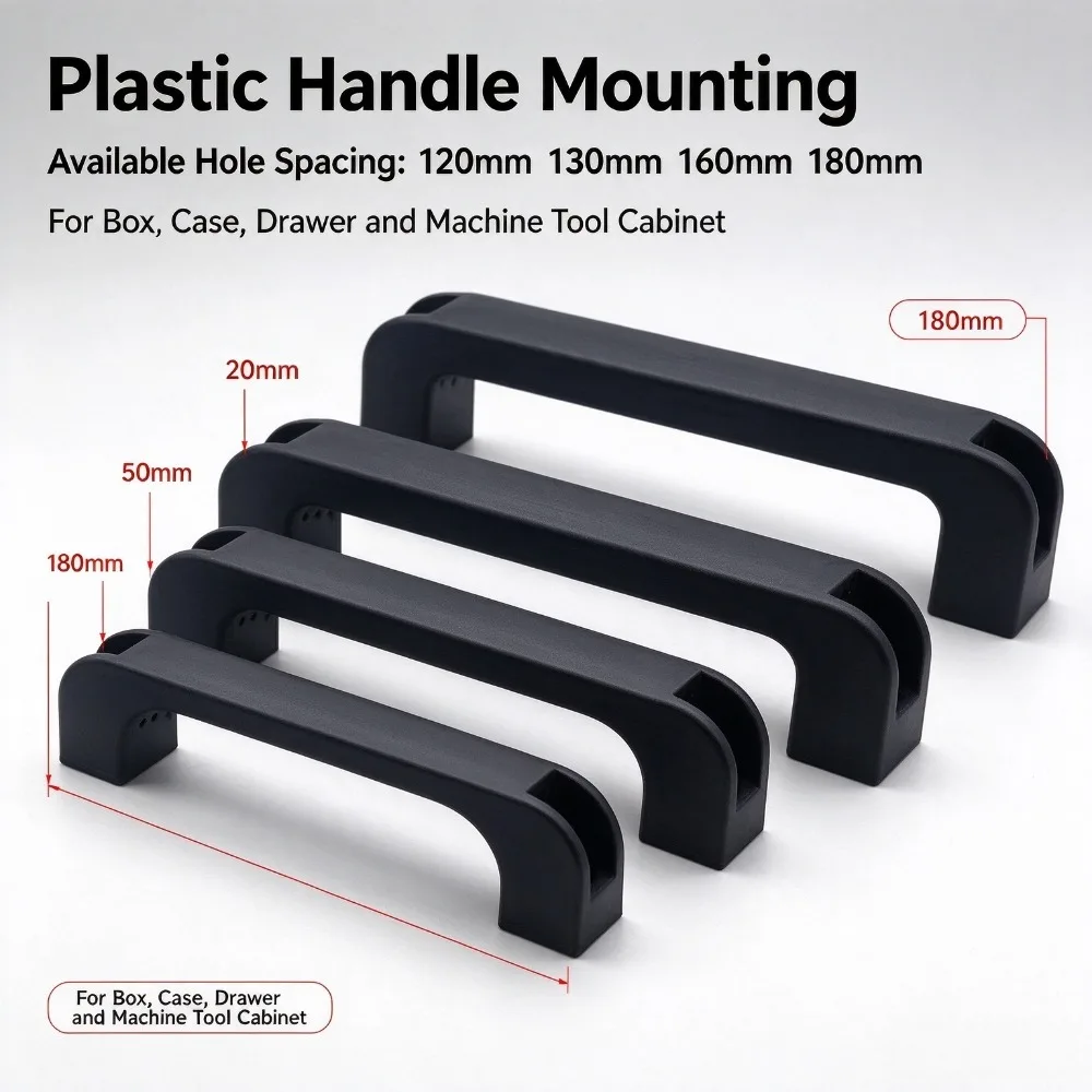 1Pcs Nylon Grab Pull Handle 120/130/160/180mm Hole, Plastic Mount Hardware for Suitcase, Luggage, Flight Case, Cabinet Drawer