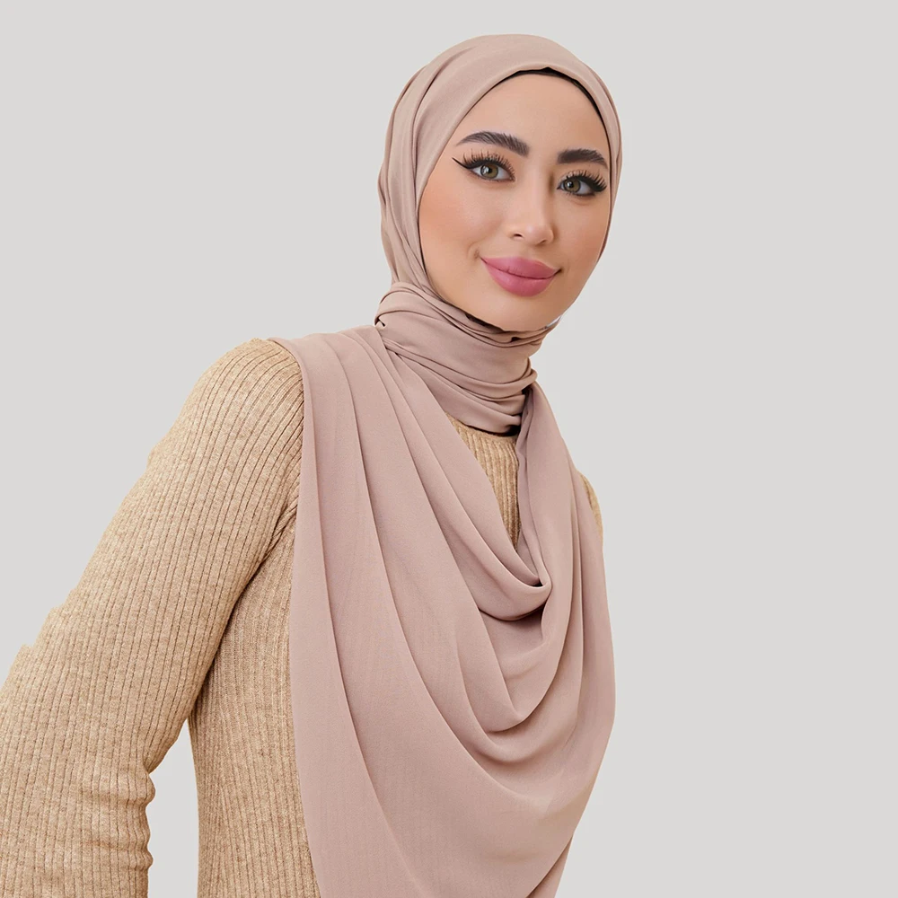 

Muslim Chiffon Hijab Scarf Women Long Solid Color Head Wrap For Women Hijabs Scarves Ladies Muslim Veil Jersey Hijabs 175*72cm