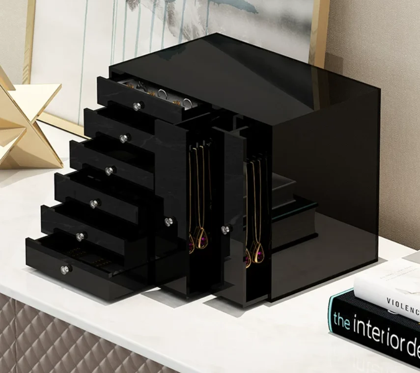 Clear Acrylic Jewelry Box with Drawers, Stackable Jewelry Organizer for Earrings Rings Necklaces Bracelets