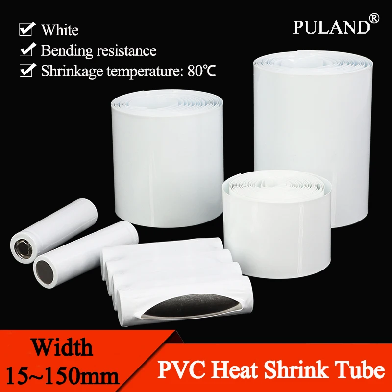 1~20m White 7mm~150mm PVC Heat Shrink Tube 18650 Lipo Battery Pack Cable Sleeve Lithium Insulated Film Wrap Case Protection