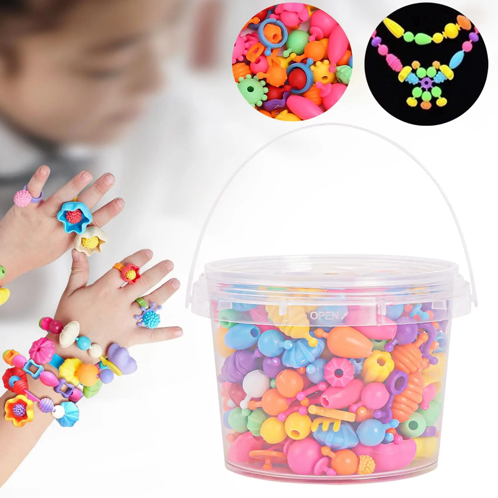 

Beads DIY Jewelry Making Jewelry Set Toys Crafts Snap Together Beads for Bracelet Earrings Hairband Necklace Birthday Gift