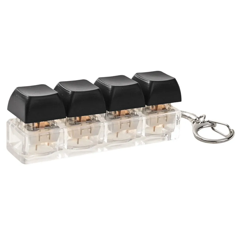 New DIY Keyboard Fidget Keychain Keys Button No Lights Clicker Relief Stress Pass The Time Finger Keyboard Caps