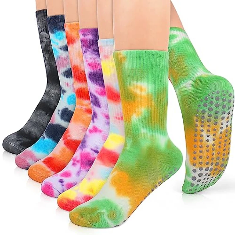 

Fashion Tie-dyed Skateboarding Sport Socks Colorful Women Non Slip Street Sports Basketball Yoga Middle Tube Crew Socks Men Sock