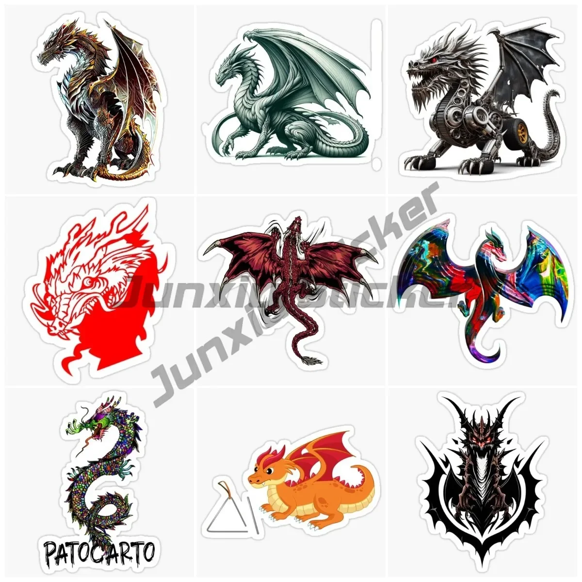 

Cartoon Cool Fire Wings Dragon Varied Stickers Pack for Kids Travel Luggage Notebook Laptop Decoration Graffiti Decals