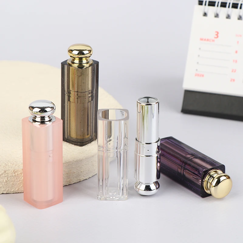 Hot 14g Refillable Lipstick Tube With Cap Plastic Lip Balm Container Empty DIY Cosmetic Ointment Containers Sample Travel Bottle