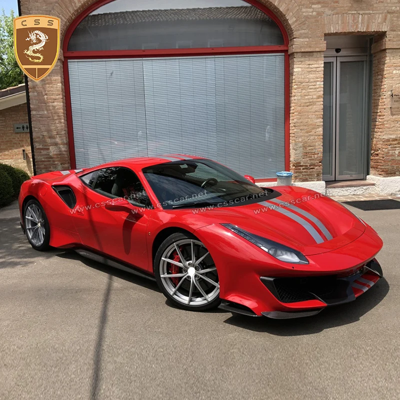 

Car Styling OEM Replacement F488 Dry Carbon Fiber Side Skirts Extension For Ferrari 488 GTB Spider Car Door Sill Pedal 2015-2019