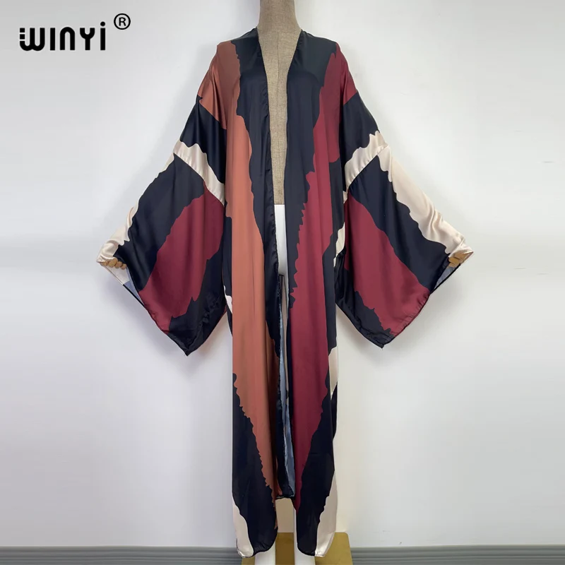 WINYI-Vestido largo holgado estilo kimono para mujer, cárdigan bohemio con manga de murciélago para fiesta de cóctel, vacaciones en la playa, 2022