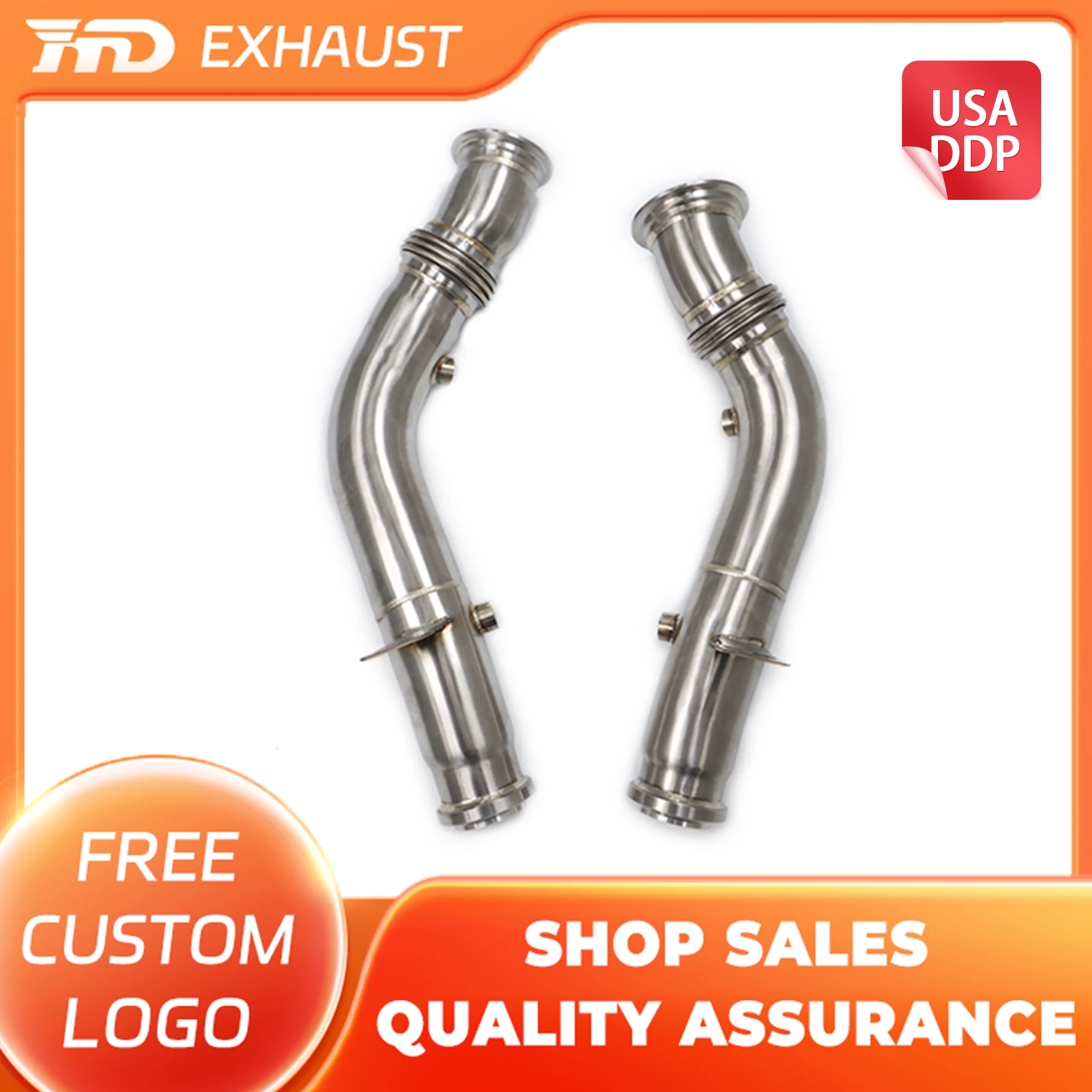 

HMD Exclusive Customization SS304 Exhaust Downpipe for Mercedes Benz C43 E43 LHD Pipe Without Thermal Insulation Car Parts