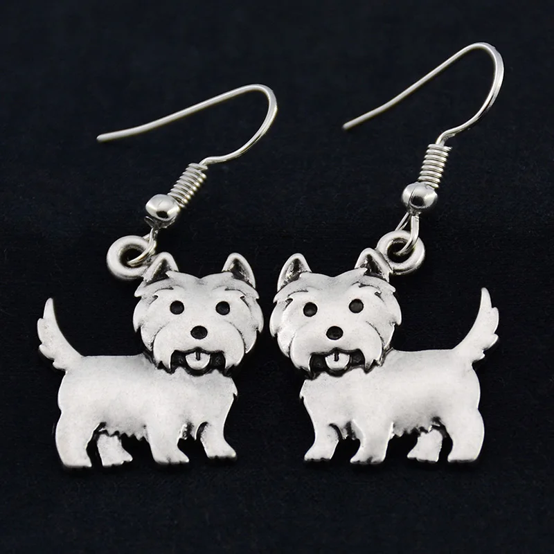 Cute Cartoon Westie Dog Drop Earrings Big Long Statement Dangle Earrings For Women Earings Jewelry Girls Gift For Pet Lover 2021