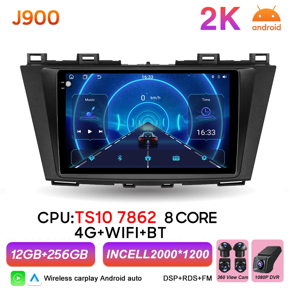 2Din Android 16 Auto autoradio voor Mazda 5 CW 2010 2011 2012 2013 2014 2015 Carplay Navigatie Video Multimedia Speler DSP Stereo