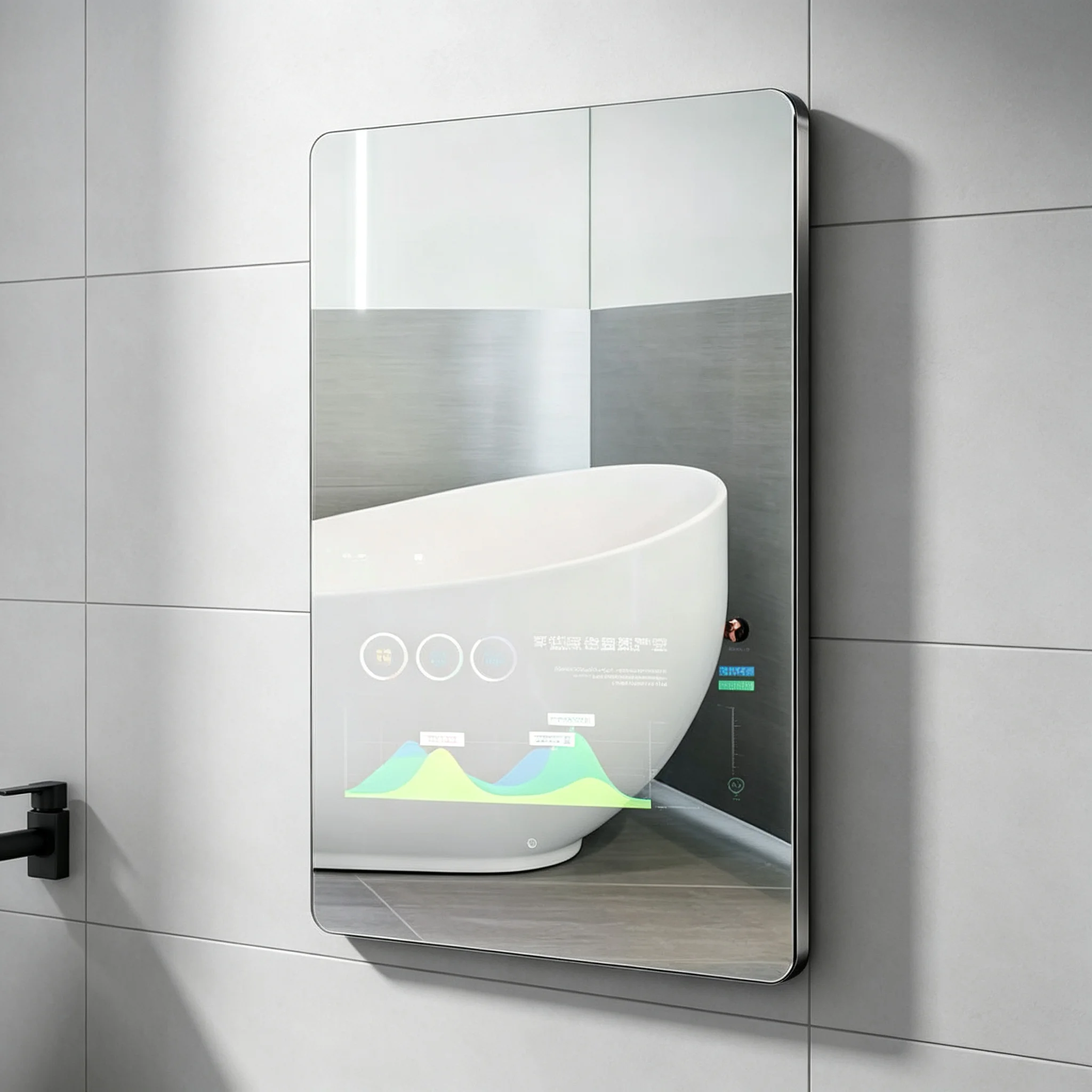 Split-Screen Playback Smart Mirror With Touch Switch Modern Design Rectangle Shape For Browsing Games And Videos Side By Side
